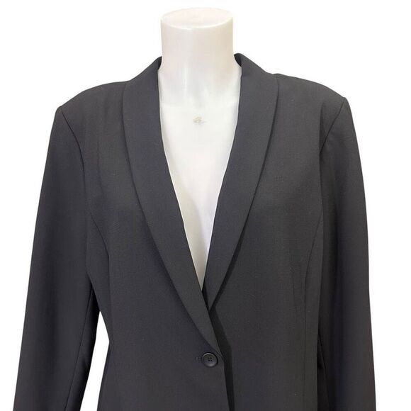 Eileen Fisher Black Tuxedo Jacket -Tropical Bi stretch Wool Blend size Large NEW - Picture 2 of 11